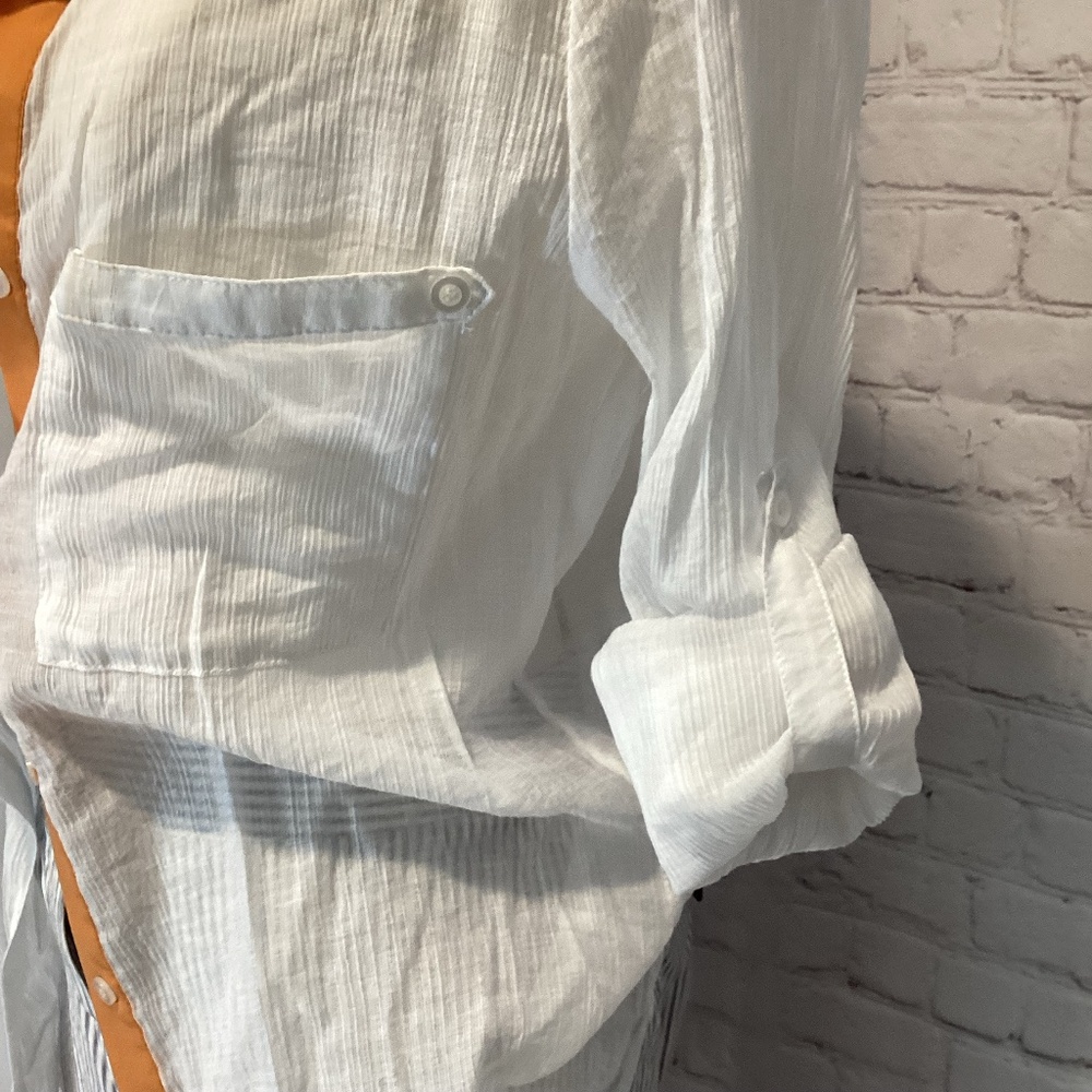 1502. Bcbg Sheer Button-Down Blouse Size M Vguc - image 5